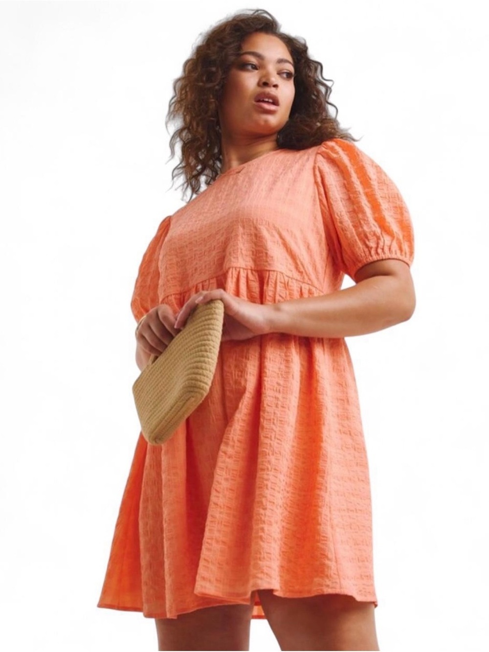 Regencycore style Simply Be fiery coral check bow detail smock dress xl